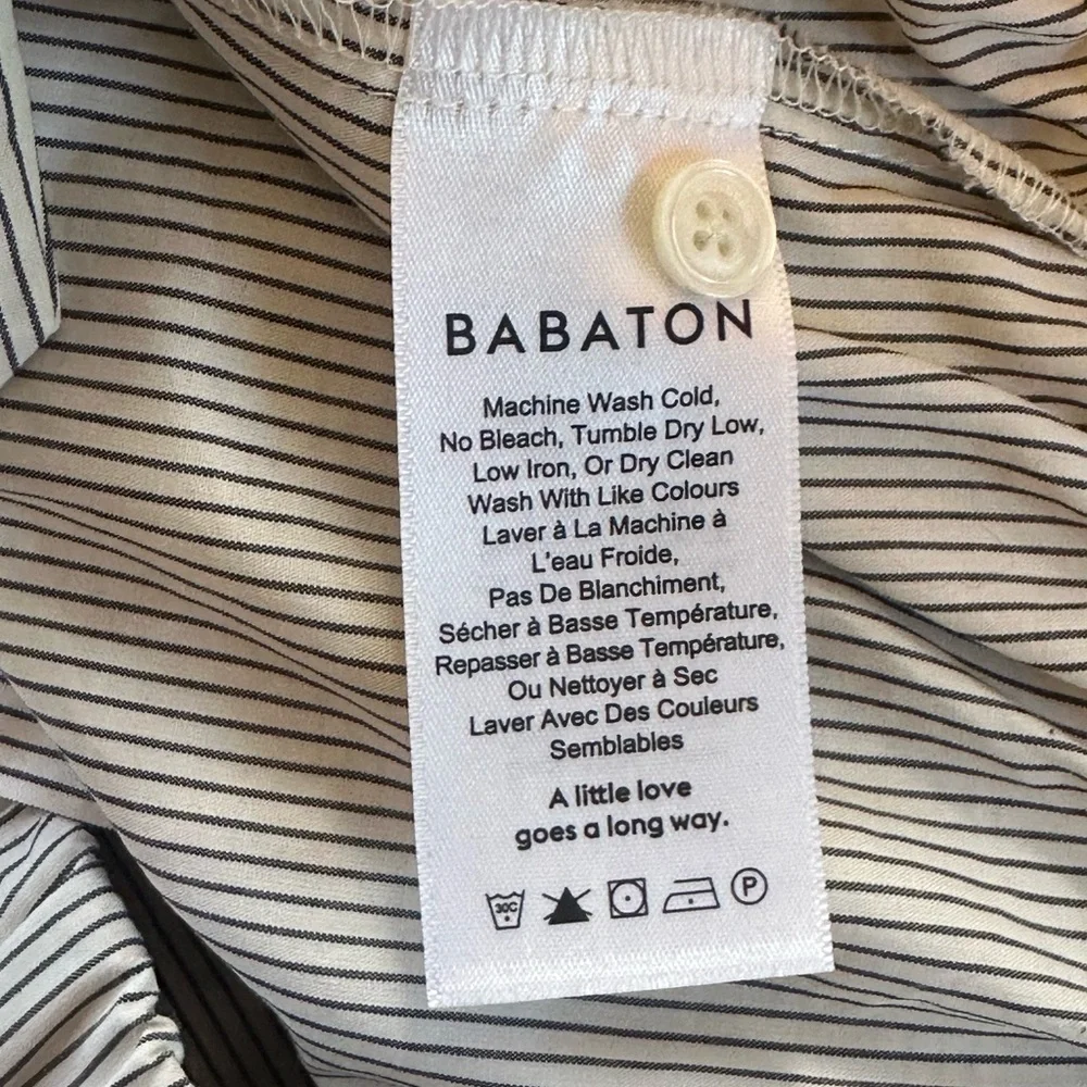 Aritzia Babaton “Ozana” Faux Wrap Striped Blouse Size Small New Without Tags! - Picture 11 of 12